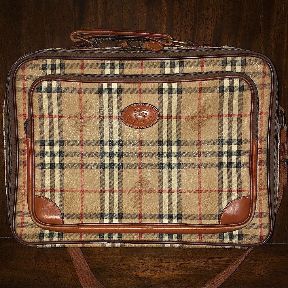 BURBERRY Nova Check Laptop Messenger Crossbody Bag Suitcase Weekend Travel Bag - Picture 4 of 17